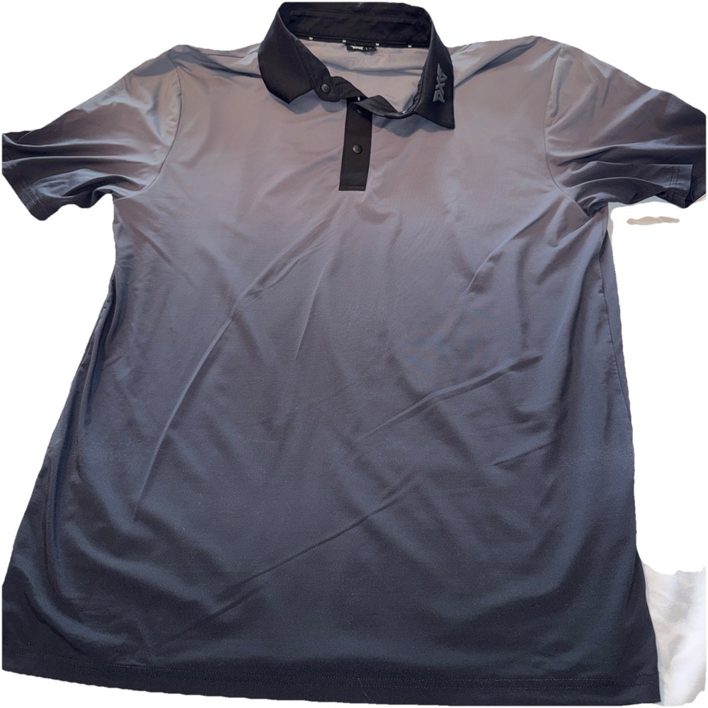PXG Mens Golf Polo Shirt Blue Black&Gray Performance Short Sleeve Collared XL